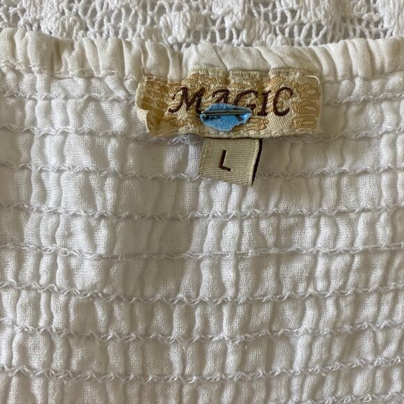 Boho White Lace Layered Tiered Cotton Midi Maxi Dress Magic L - Picture 6 of 8